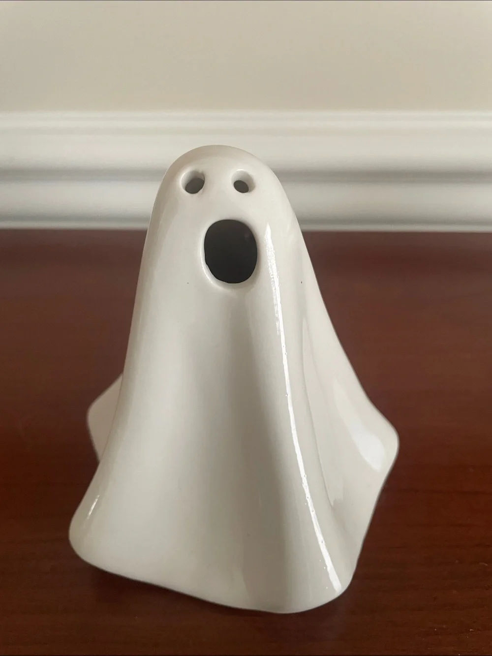 Set of 2 Retired Crate & Barrel Ceramic  LED Ghost Candles (Battery Operated)
